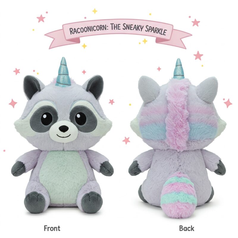 Racoonicorn the Sneaky Sparkle™ – A Mischievous Hybrid Plush | Abnomals™ Exclusive